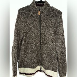 Men’s Roots Cabin Cardigan. Heathered Brown. Size S